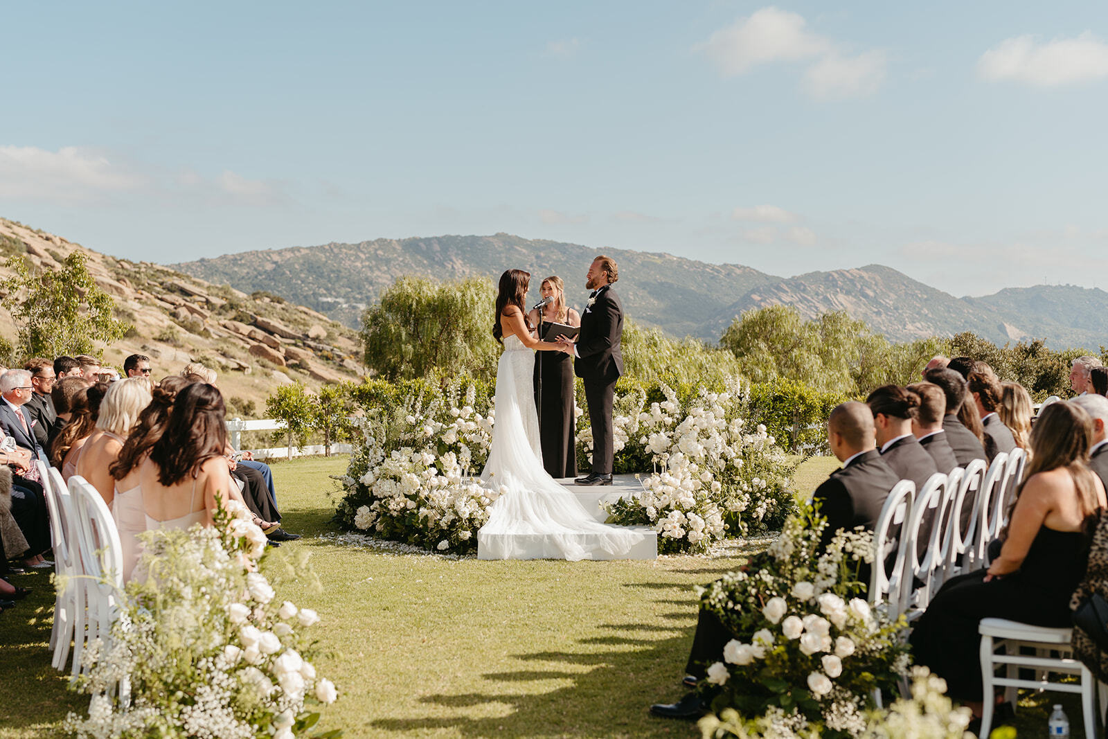 Hilltop wedding ceremony with a view